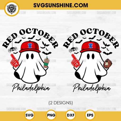 Philadelphia Baseball Ghost Halloween SVG, Philadelphia Red October SVG, Ghost Philadelphia Phillies Halloween SVG