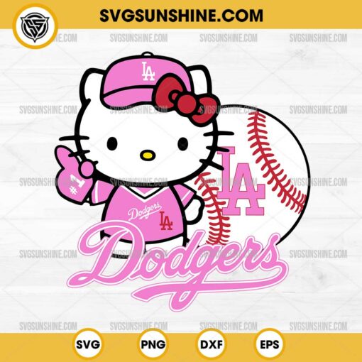 Pink Hello Kitty Los Angeles Dodgers SVG PNG