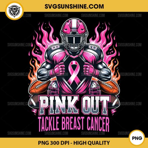 Pink Out Tackle Breast Cancer Awareness PNG, Breast Cancer Football PNG