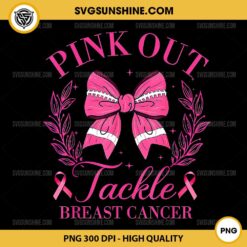 Pink Out Tackle Breast Cancer PNG, Pink Coquette Bow Football Breast Cancer Awareness PNG