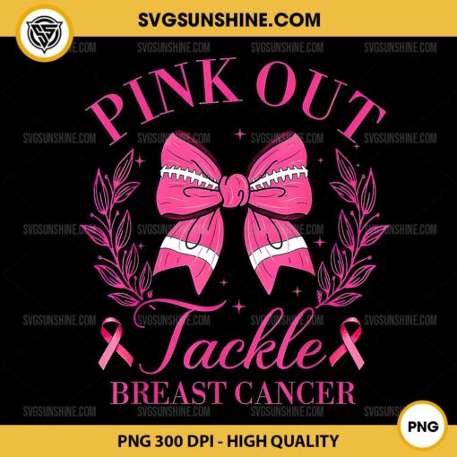 Pink Out Tackle Breast Cancer PNG, Pink Coquette Bow Football Breast Cancer Awareness PNG