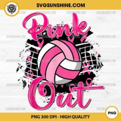 Pink Out Volleyball PNG, Pink Ribbon Volleyball Breast Cancer Awareness PNG