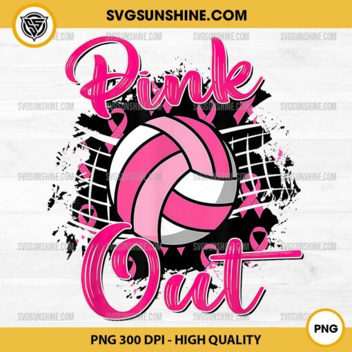 Pink Out Volleyball PNG, Pink Ribbon Volleyball Breast Cancer Awareness PNG