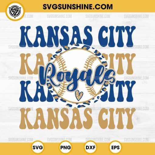 Royals Baseball Leopard SVG, Kansas City Royals SVG PNG Vector Clipart