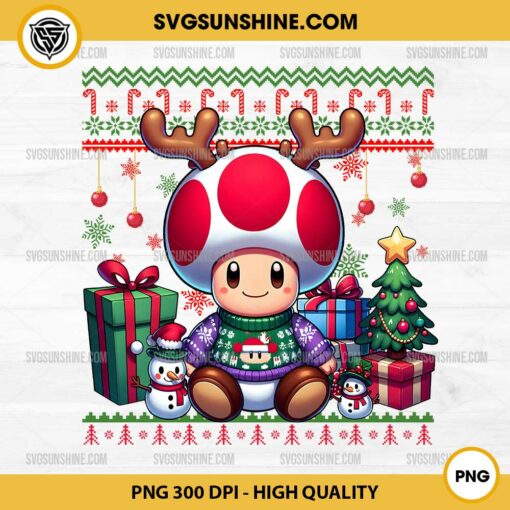 Super Mario Toad Ugly Christmas Sweater PNG, Super Mario Toad Christmas PNG File