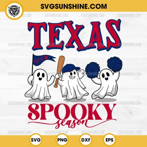 Texas Rangers Baseball Spooky Season SVG, Let’s Go Texas Rangers Ghost Halloween SVG