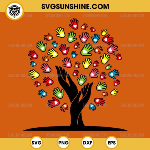 Tree With Colorful Hand SVG, Hand Every Child Matters SVG, Orange Shirt Day SVG