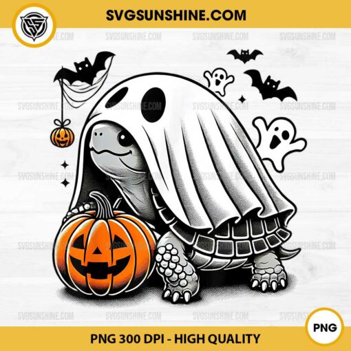 Turtle Ghost Pumpkin Halloween PNG, Terrapin Tortoise Halloween PNG