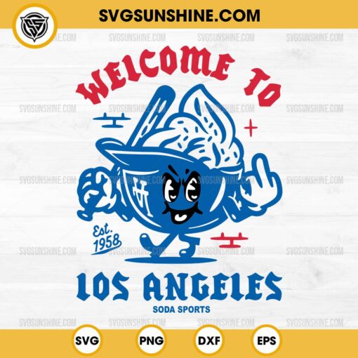 Welcome To Los Angeles Dodgers Soda Sports SVG, LA Dodgers Ice Cream Helmet SVG