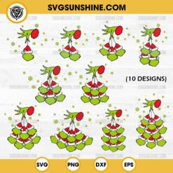 Grinch Hand Holding Head SVG Bundle, Custom Grinch Ornaments SVG, Grinch Hand SVG, Grinch Face SVG