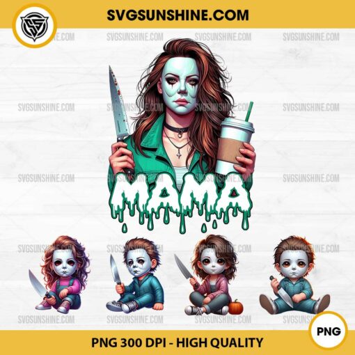 Michael Myers Mama And Kids Halloween PNG Bundle