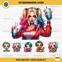 Harley Quinn Mama PNG, Harley Quinn And Joker Baby PNG Bundle