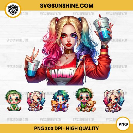 Harley Quinn Mama PNG, Harley Quinn And Joker Baby PNG Bundle