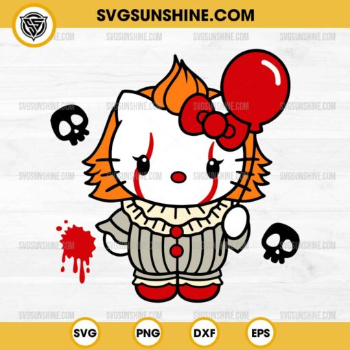 Hello Kitty Pennywise It Clown Halloween SVG