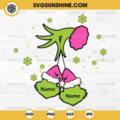 Pink Grinch Hand Holding Grinch Face SVG, Personalized Grinch Christmas SVG