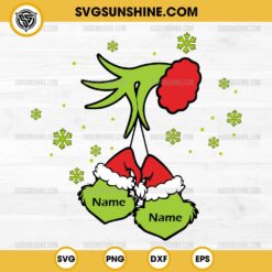 Grinch Hand Holding Grinch Face Ornament SVG, Personalized Christmas SVG