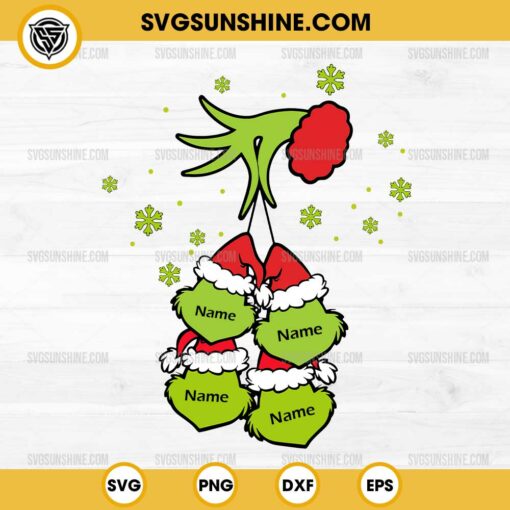 Personalized Grinch Hand Christmas SVG, Grinch Santa Face Ornament SVG