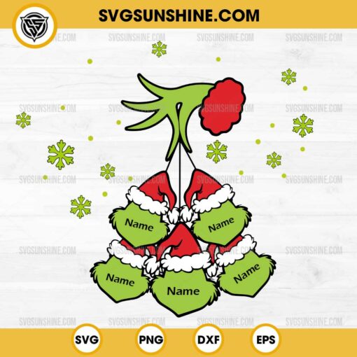 Grinch Hand Holding Face SVG, Grinch Family Christmas Ornament SVG