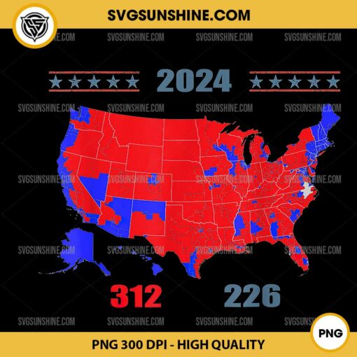 2024 Electoral Map PNG, Trump 312 Red 2024 Election Results Map PNG File