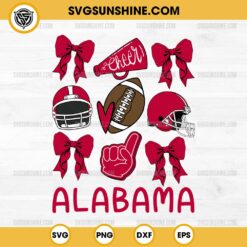 Alabama Football Coquette Bow SVG, Alabama Crimson Tide SVG, Alabama Bow SVG PNG