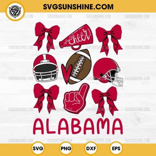 Alabama Football Coquette Bow SVG, Alabama Crimson Tide SVG, Alabama Bow SVG PNG