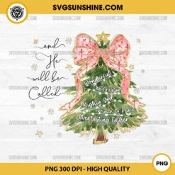 And He Will be Called PNG, Christmas Tree PNG, Christian Christmas PNG, Jesus Cross Bow Watercolor PNG