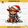 Baby Highland Cow Christmas Lights PNG File