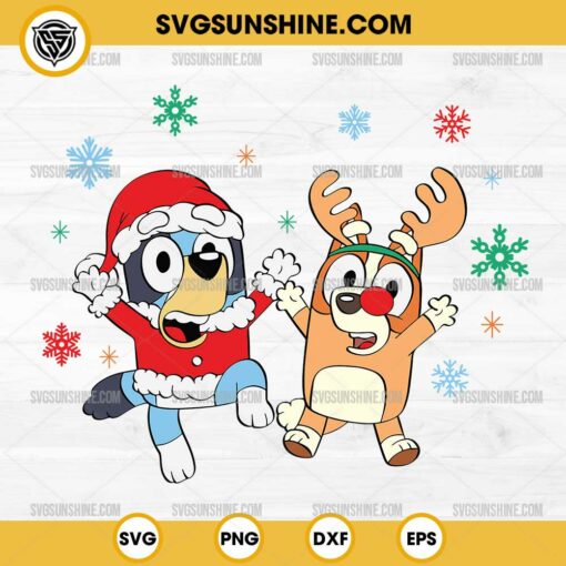 Bluey And Bingo Christmas SVG, Santa Claus Bluey SVG, Reindeer Bingo SVG, Bluey Christmas SVG