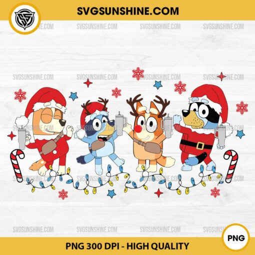 Bluey Family Christmas PNG, Bluey Christmas PNG, Family Bluey Christmas Stanley Tumbler PNG