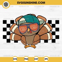 Boy Turkey Gobble Gobble SVG, Boy Turkey Thanksgiving SVG, Cute Turkey Checkered SVG