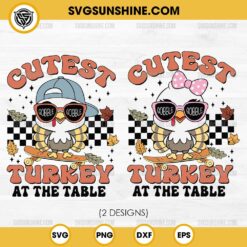 Cutest Turkey At The Table SVG, Bundle Coolest Turkey SVG, Cute Turkey Thanksgiving SVG, Boy Girl Thanksgiving Kids SVG