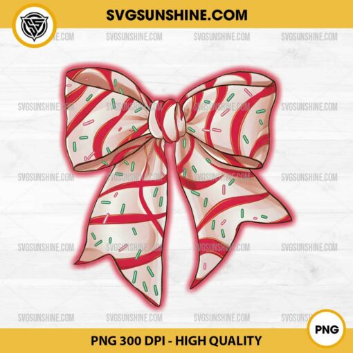 Candy Cane Bow Christmas PNG, Coquette Christmas Bow PNG, Christmas Tree Cake Bow PNG