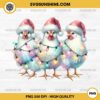 Chicken Christmas Lights PNG, Chicken Santa Hat PNG, Cute Farm Animal Christmas PNG