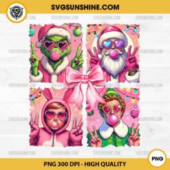 Christmas Blowing Bubble PNG, Pink Merry Christmas PNG, Christmas Movie Characters PNG