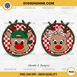 Christmas Boy and Girl Reindeer PNG, Boy Reindeer Deer Hat PNG, Girl Reindeer Bow PNG