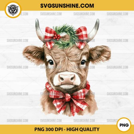 Christmas Highland Cow PNG Sublimation Designs