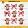 Christmas Highland Cows PNG, Coquette Red Plaid Bows Highland Cows PNG