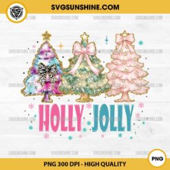 Colorful Glitter Holly Jolly PNG, Glitter Coquette Christmas Tree PNG, Christmas Coquette PNG