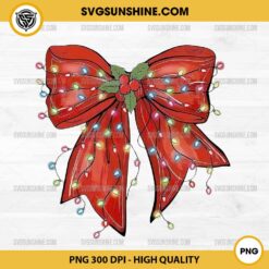 Coquette Bow Christmas Lights PNG, Christmas Light Bow PNG, Christmas Coquette Bow PNG