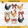 Coquette Chicken Christmas PNG, Christmas Chicken Coquette Bow PNG, Chicken Christmas PNG