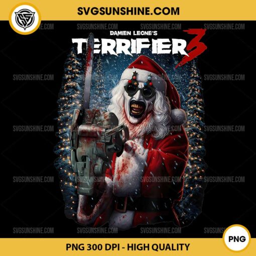 Damien Leone's Terrifier 3 Christmas PNG, Art the Clown Santa Claus Christmas PNG