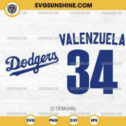 Dodgers Fernando Valenzuela 34 SVG, El Toro 34 SVG, Dodgers Players SVG