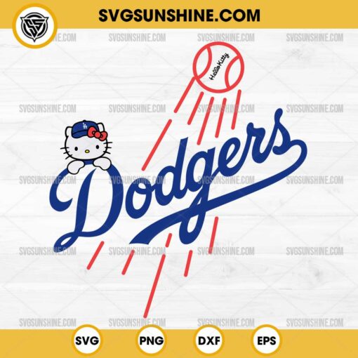 Dodgers Hello Kitty SVG, Los Angeles Dodgers Hello Kitty Baseball SVG