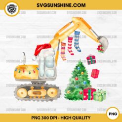 Excavator Christmas PNG, Excavator and Christmas Tree PNG