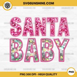 Faux Glitter Sequins Santa Baby PNG, Sparkly Christmas PNG