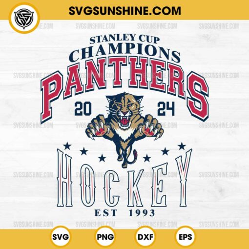 Florida Panthers 2024 SVG, Stanley Cup Champions Panthers 2024 Hockey Est 1993 SVG