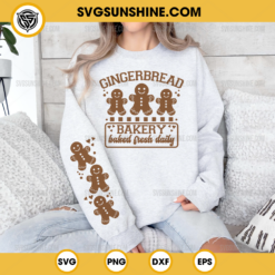 Gingerbread Bakery With Sleeves SVG, Baked Fresh Daily Gingerbread Bakery SVG PNG