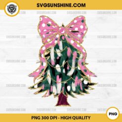 Glitter Coquette Bow Christmas Tree PNG, Christmas Tree PNG Design