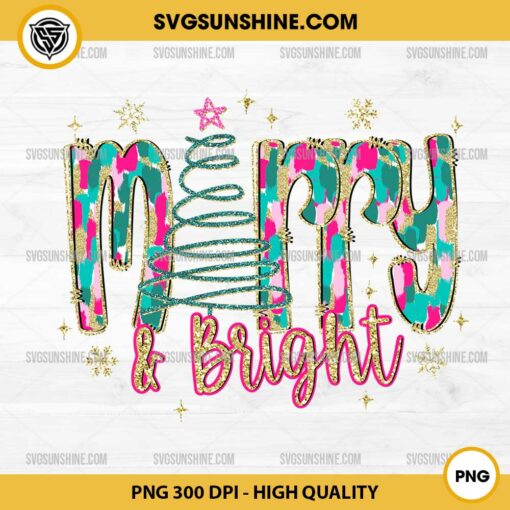 Glitter Merry And Bright Christmas PNG, Merry and Bright Sequin PNG