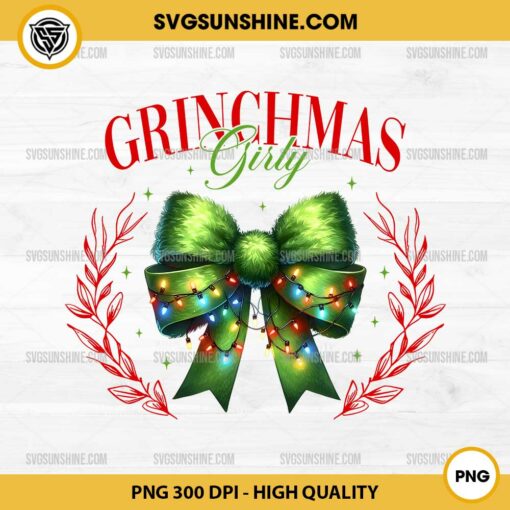 Grinch Coquette Bow PNG, Grinchmas Girly PNG